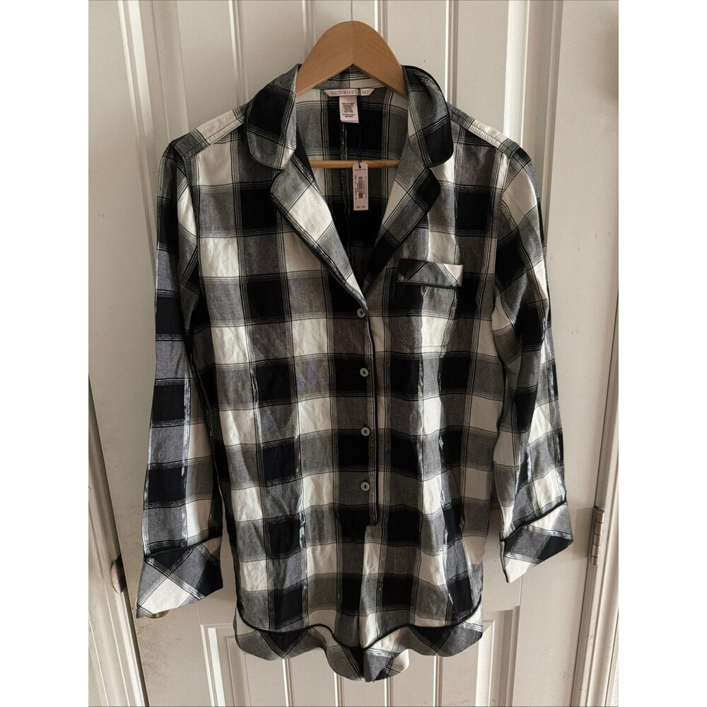 Nwt Victoria’s Secret Flannel Sleep Romper Shorts Plaid Pajamas XS Missing Belt